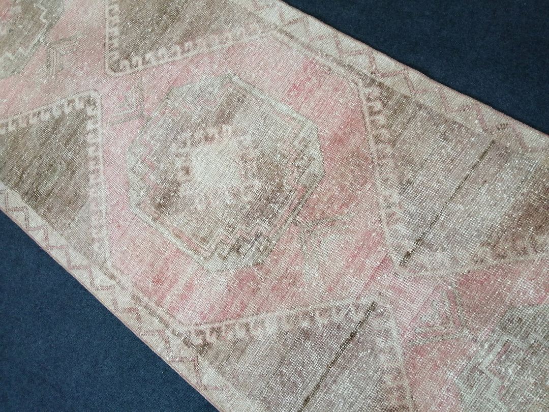 Beige Turkish Runner Rug 3' 5" x 11' Hand-Knotted border