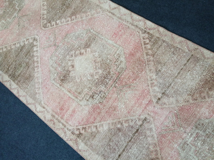 Beige Turkish Runner Rug 3' 5" x 11' Hand-Knotted border