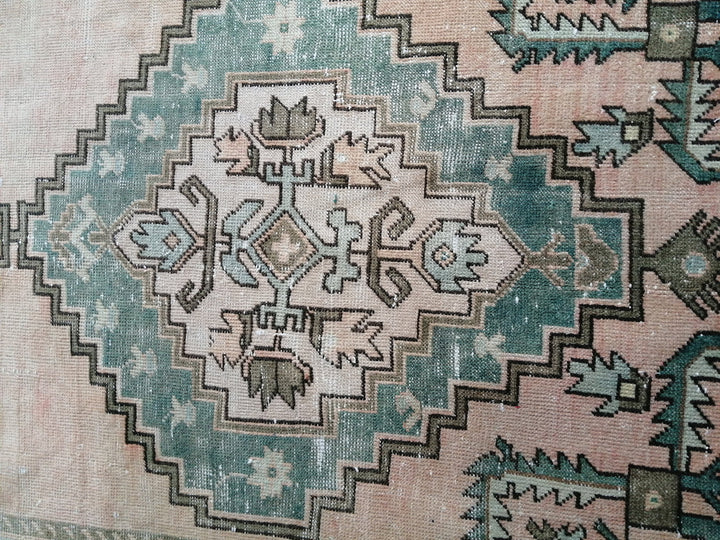 Green Turkish Runner Rug 4' 8" x 12' 6" Hand-Knotted | No. WR16555