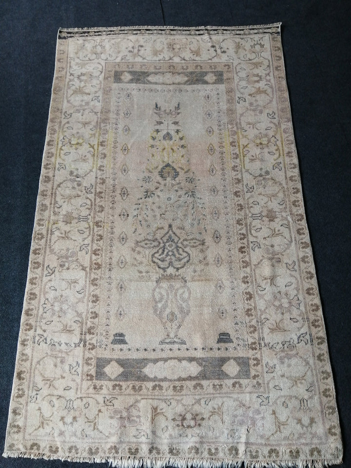 Rust Turkish Runner Rug 3' 6" x 6' Hand-Knotted field
