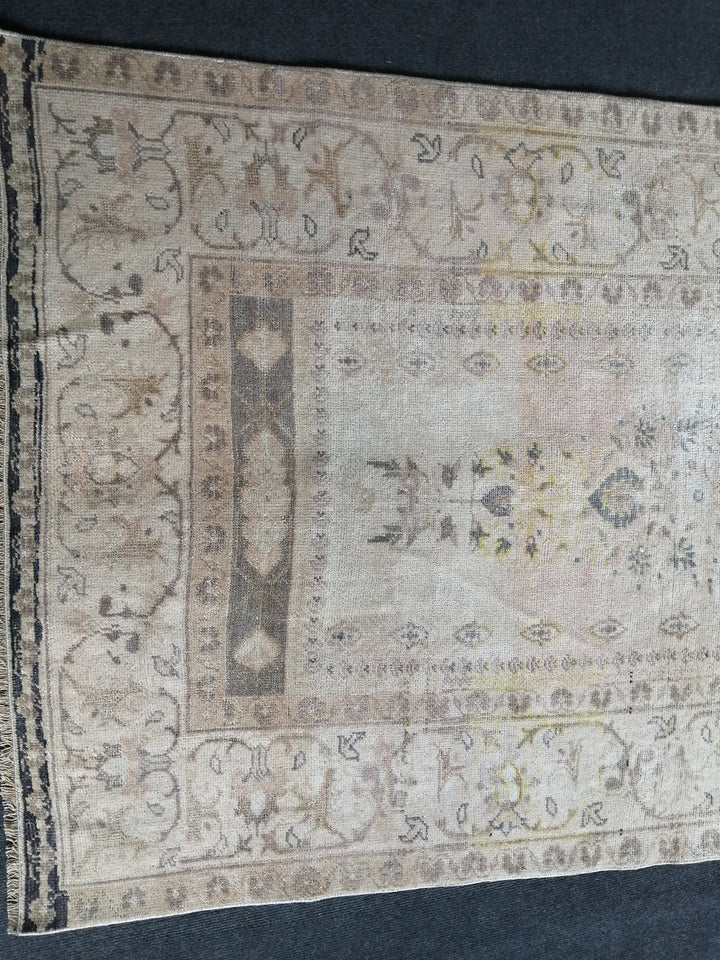 Rust Turkish Runner Rug 3' 6" x 6' Hand-Knotted close-up
