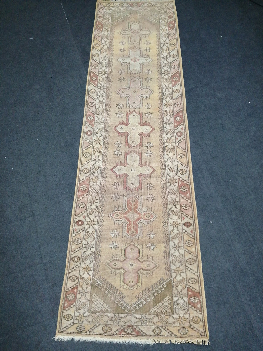 Beige Turkish Runner Rug 3' x 10' Hand-Knotted detail