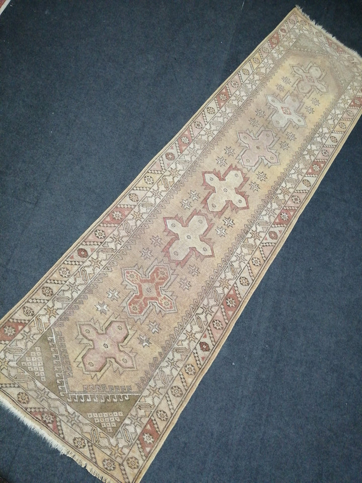 Beige Turkish Runner Rug 3' x 10' Hand-Knotted view