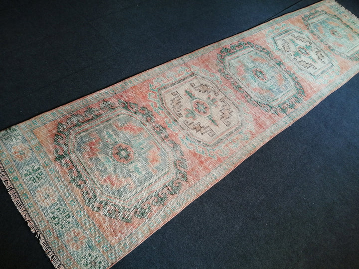 Beige Turkish Runner Rug 2' 1" x 11' 7" Hand-Knotted