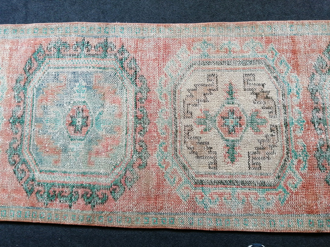 Beige Turkish Runner Rug 2' 1" x 11' 7" Hand-Knotted pattern