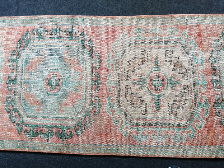 Beige Turkish Runner Rug 2' 1" x 11' 7" Hand-Knotted pattern