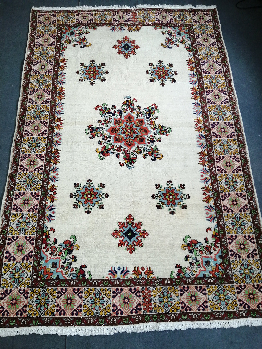 Beige Turkish Runner Rug 6' 6" x 9' 10" Hand-Knotted view