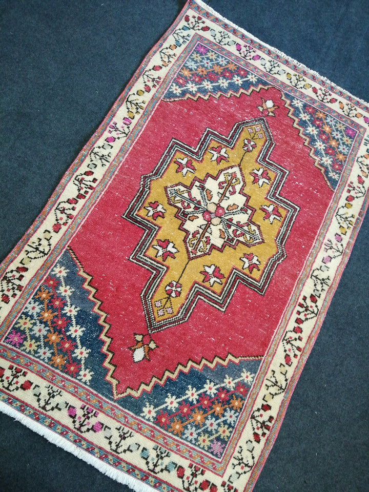 Rust Turkish Oushak Runner Hand-Knotted close-up