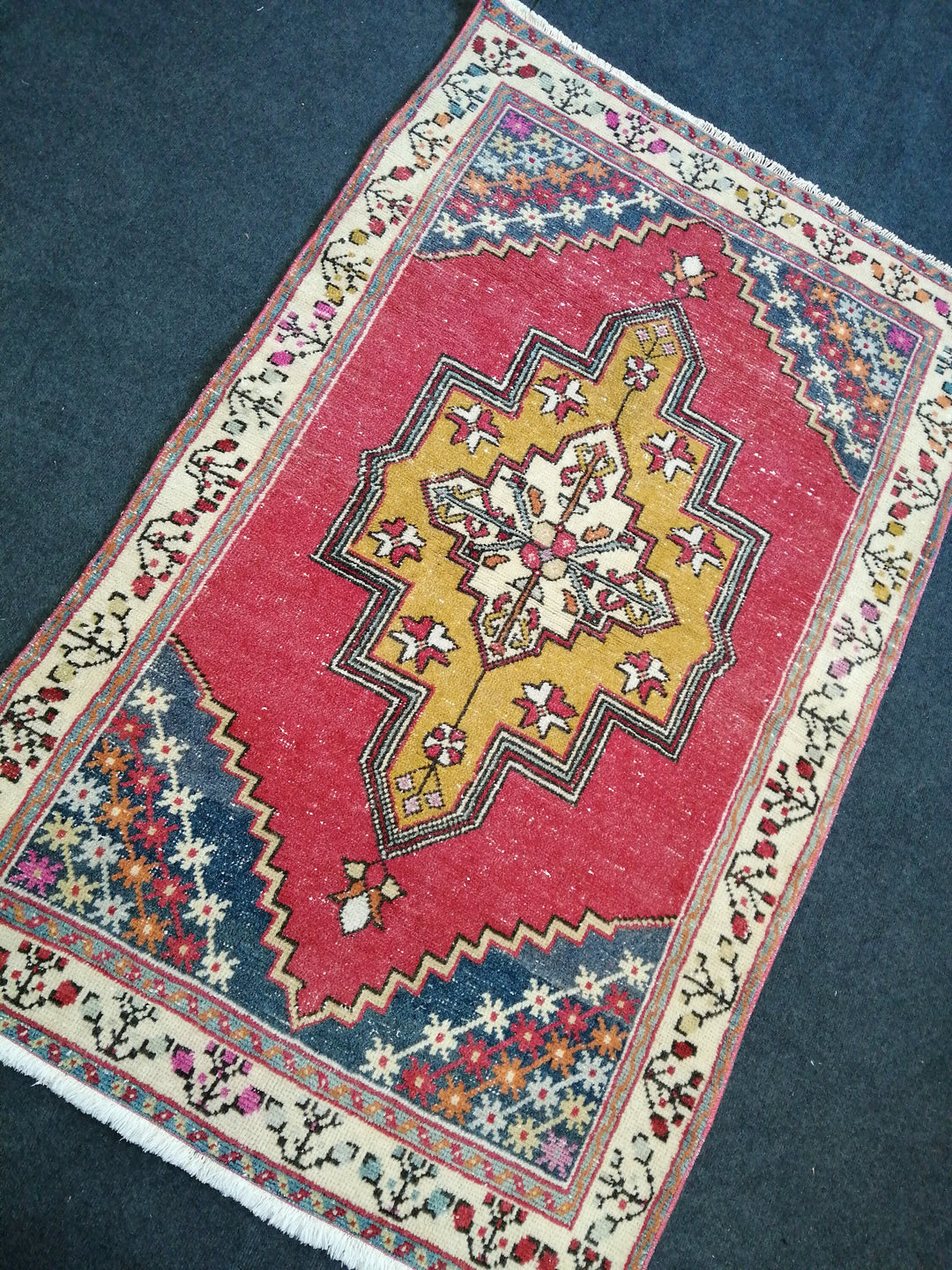 Rust Turkish Oushak Runner Hand-Knotted pattern
