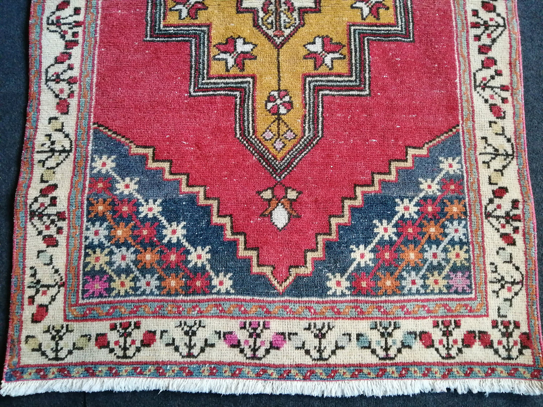 Rust Turkish Oushak Runner Hand-Knotted border