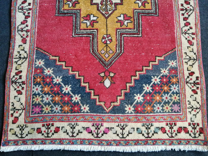 Rust Turkish Oushak Runner Hand-Knotted border