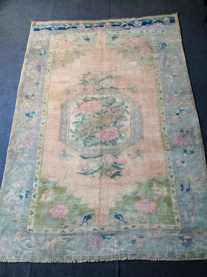 Beige Turkish Runner Rug 5' 6" x 7' 11" Hand-Knotted view