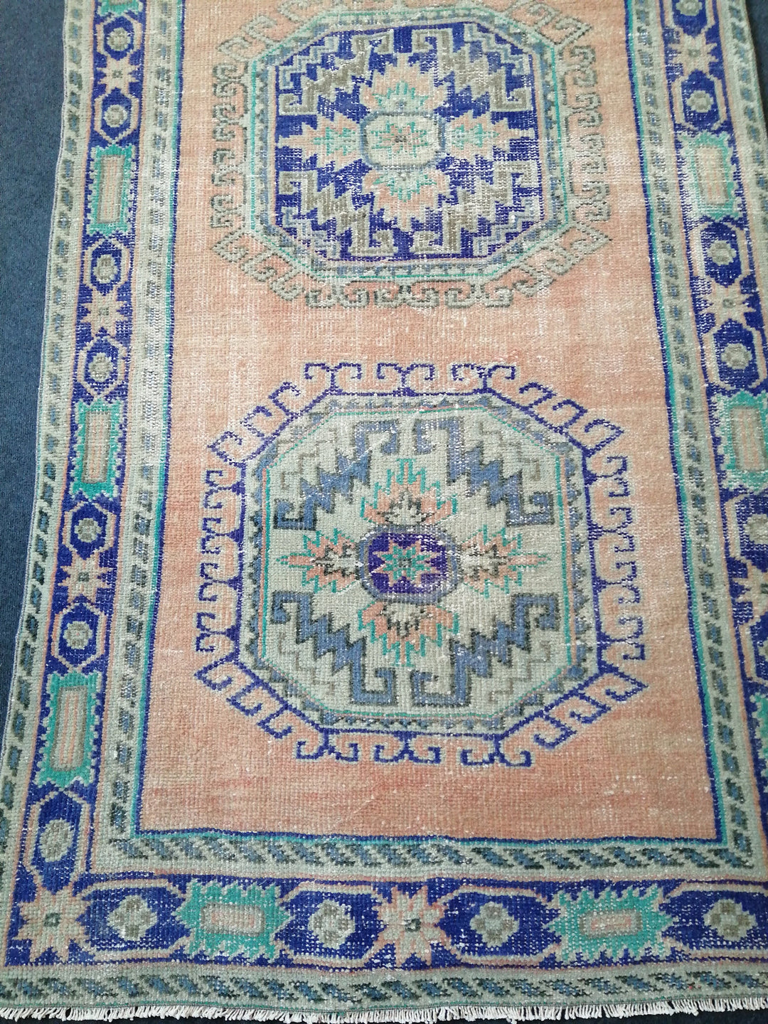 Blue Turkish Runner Rug 4' x 11' 10" Hand-Knotted | No. WR10622