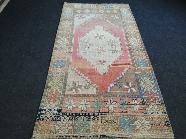 Blue Turkish Runner Rug 3' 8" x 7' Hand-Knotted | No. WR57742