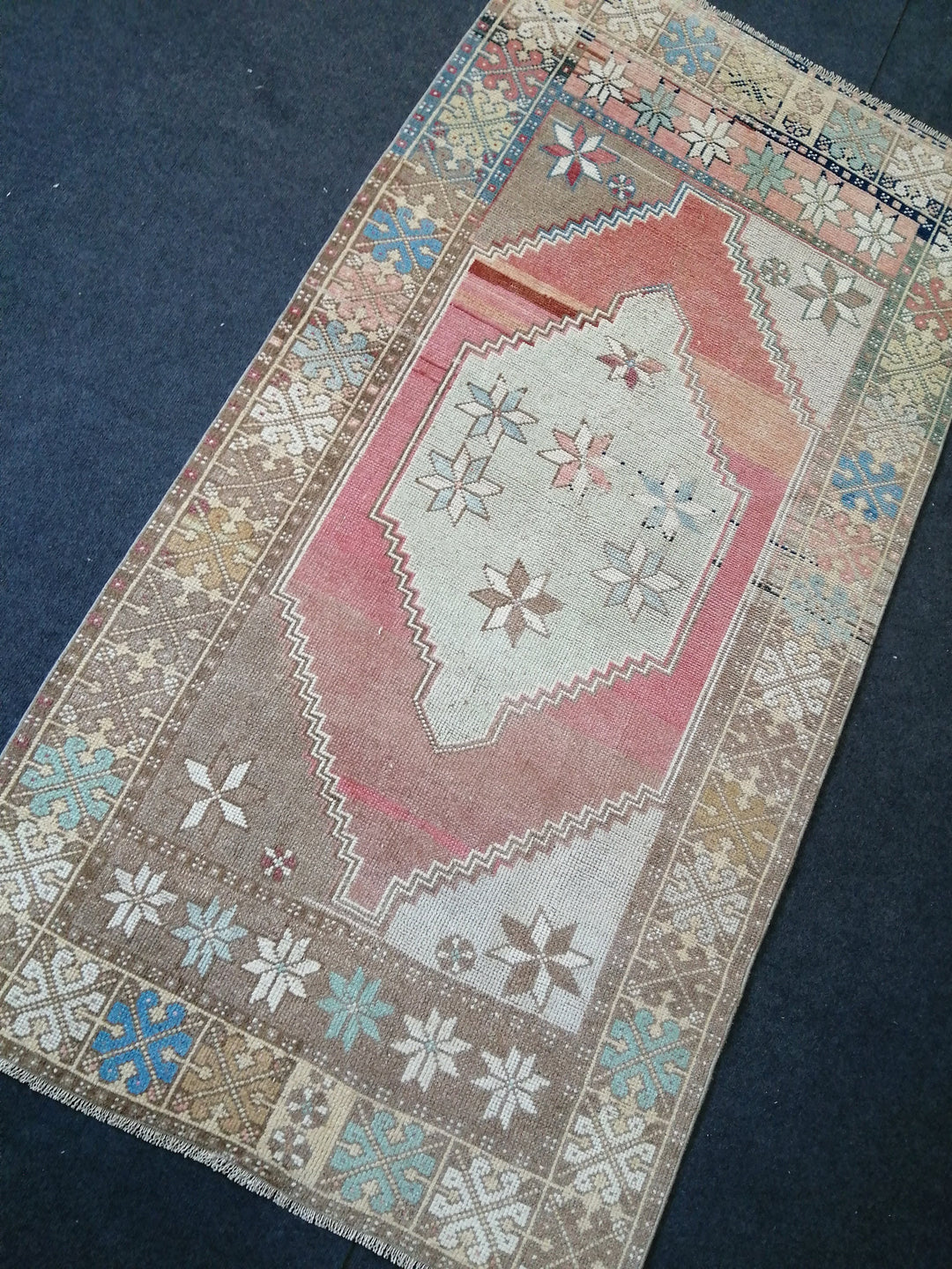Blue Turkish Runner Rug 3' 8" x 7' Hand-Knotted | No. WR57742