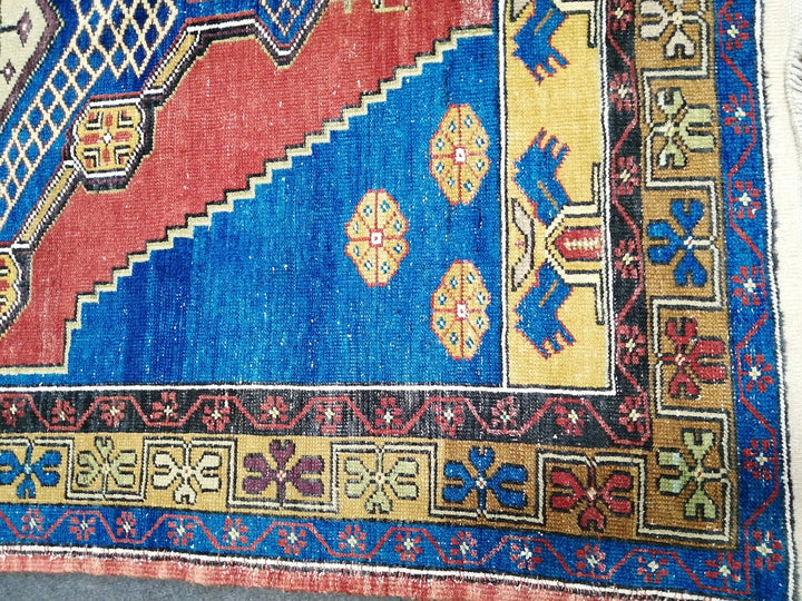 Blue Turkish Runner Rug 3' 11" x 10' 6" Hand-Knotted | No. WR41816