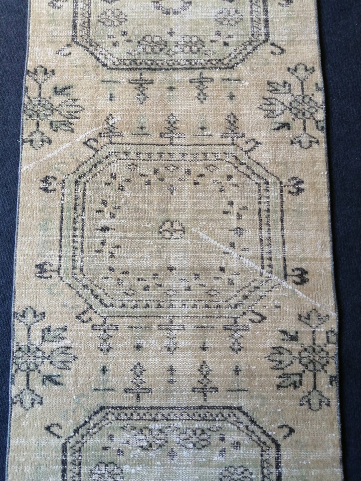 Beige Turkish Runner Rug 2' 6" x 10' 11" Hand-Knotted | No. WR87892