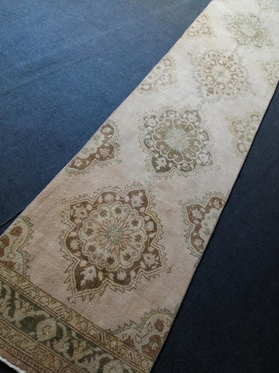 Beige Turkish Runner Rug 2' 10" x 13' 11" Hand-Knotted reverse