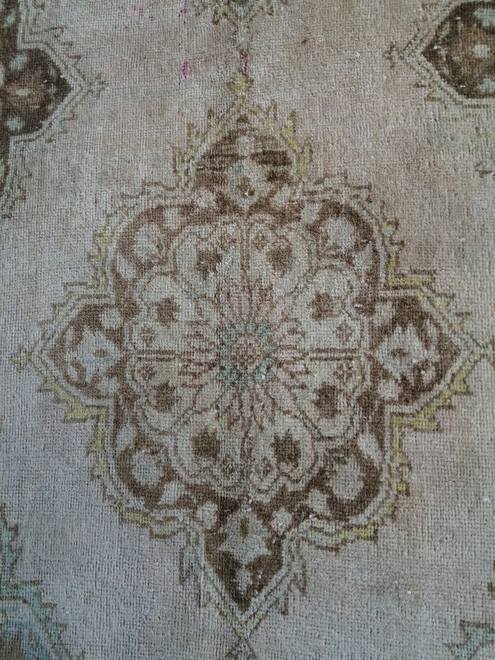 Beige Turkish Runner Rug 2' 10" x 13' 11" Hand-Knotted border