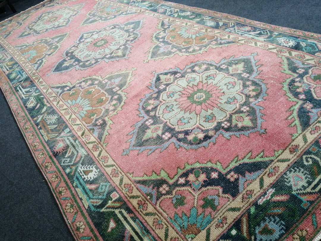 Beige Turkish Runner Rug 4' 8" x 11' 7" Hand-Knotted