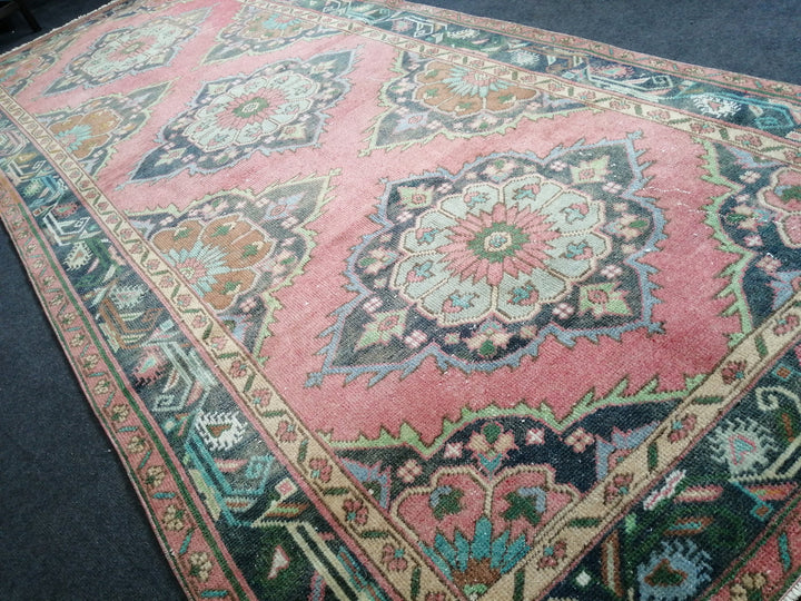 Beige Turkish Runner Rug 4' 8" x 11' 7" Hand-Knotted