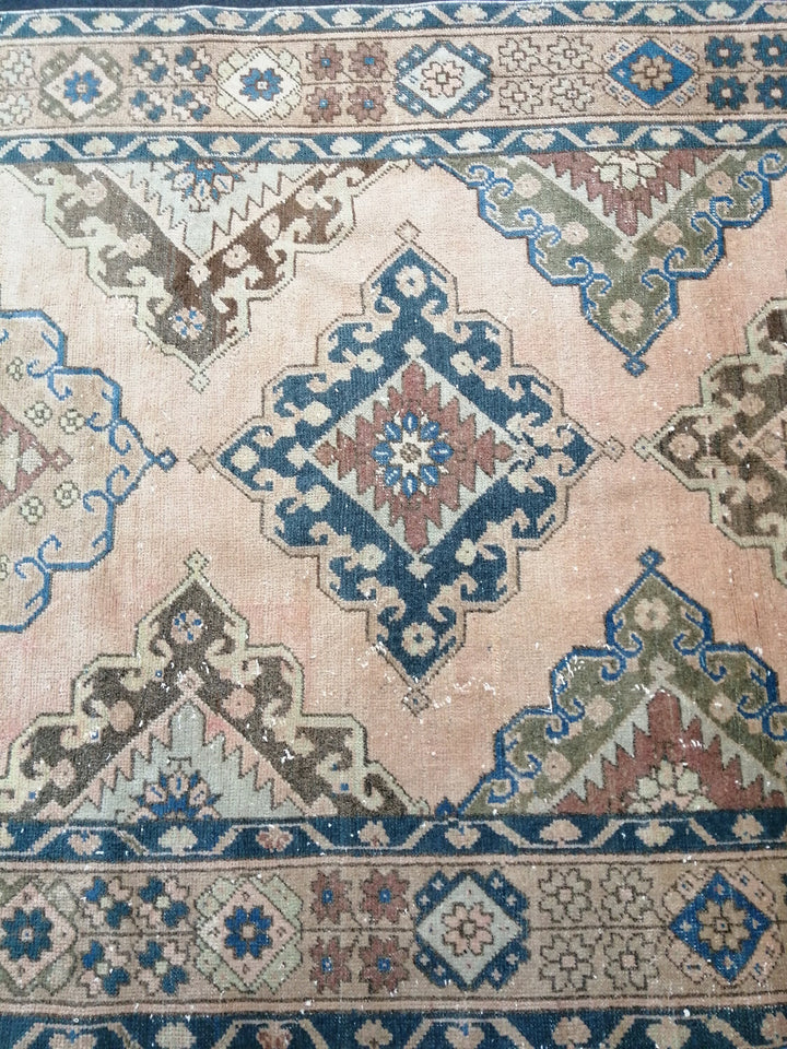 Cream Turkish Oushak Rug Cream Runner Rug Hand-Knotted | No. WR46935