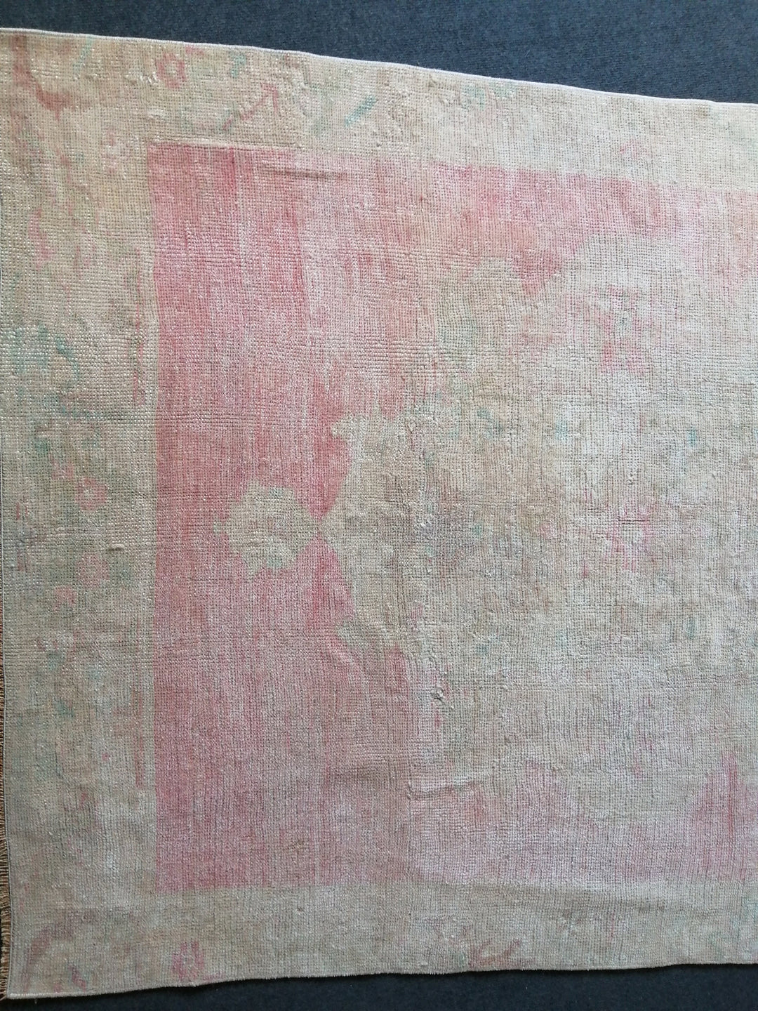 Beige Turkish Runner Rug 4' 4" x 12' Hand-Knotted close-up