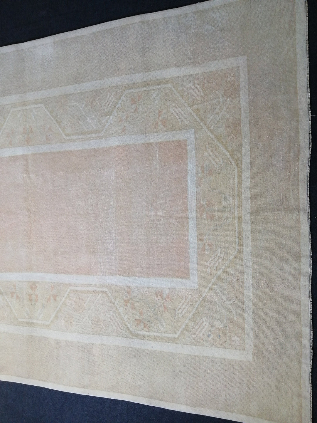 Beige Turkish Runner Rug 6' 4" x 9' 4" Hand-Knotted pattern