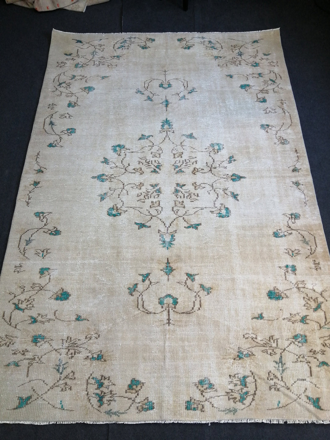 Beige Turkish Runner Rug 6' x 9' 2" Hand-Knotted view