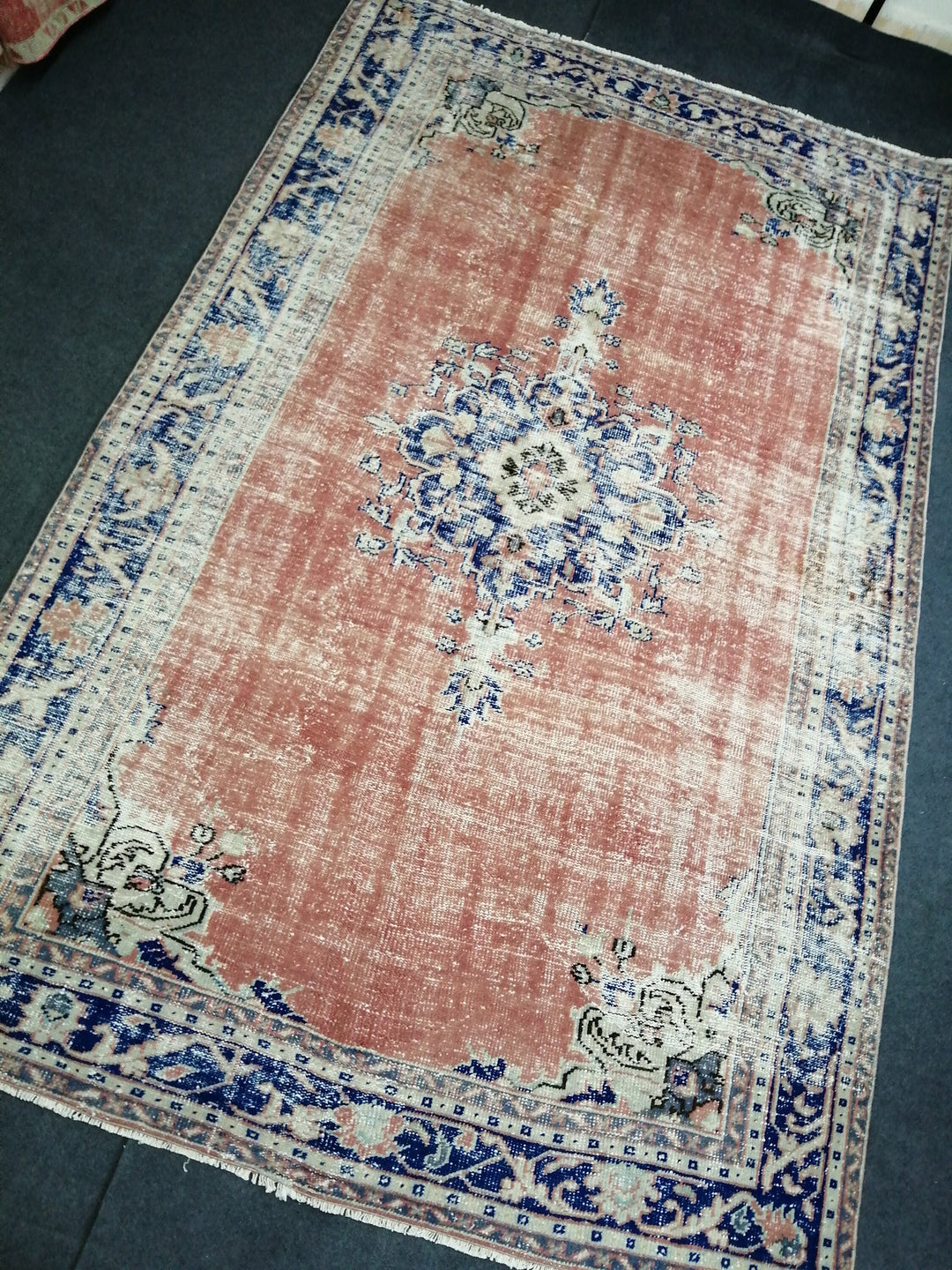 Blue Turkish Runner Rug 6' 2" x 9' 10" Hand-Knotted | No. WR66178