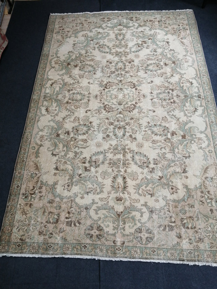 Beige Turkish Runner Rug 6' 6" x 10' Hand-Knotted view
