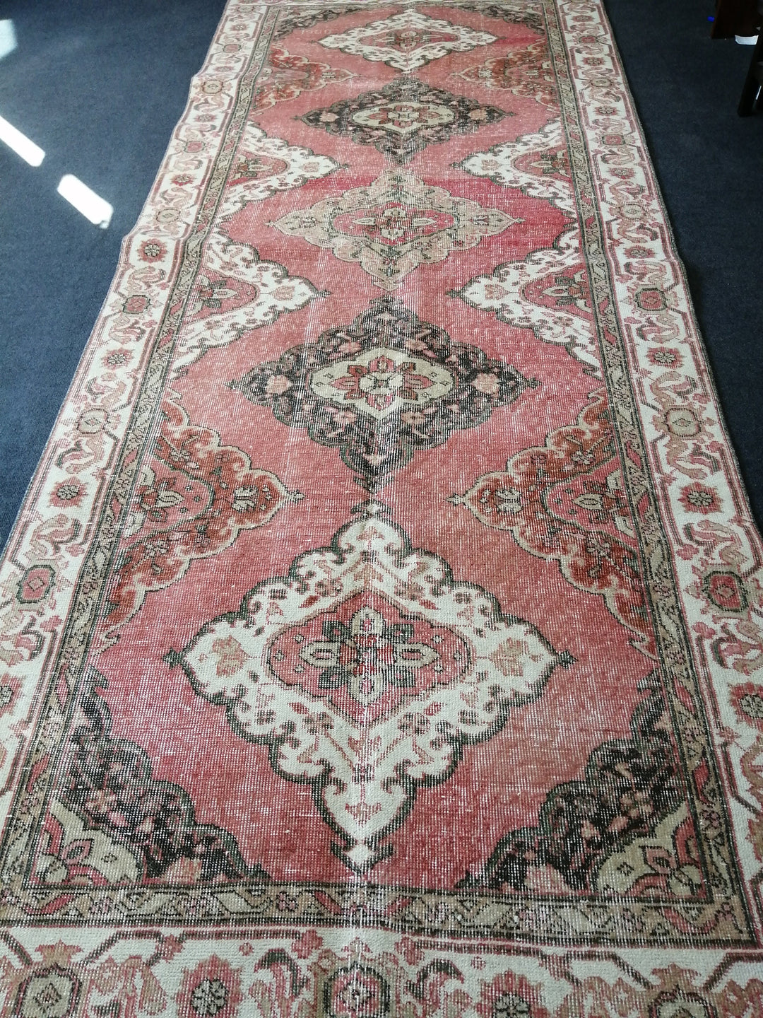 Beige Turkish Runner Rug 4' 10" x 11' 11" Hand-Knotted view 9