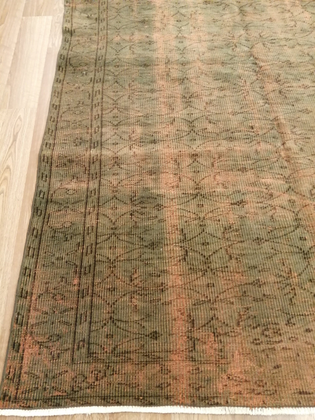 Rust Turkish Runner Rug 7' 11" x 8' 6" Hand-Knotted field
