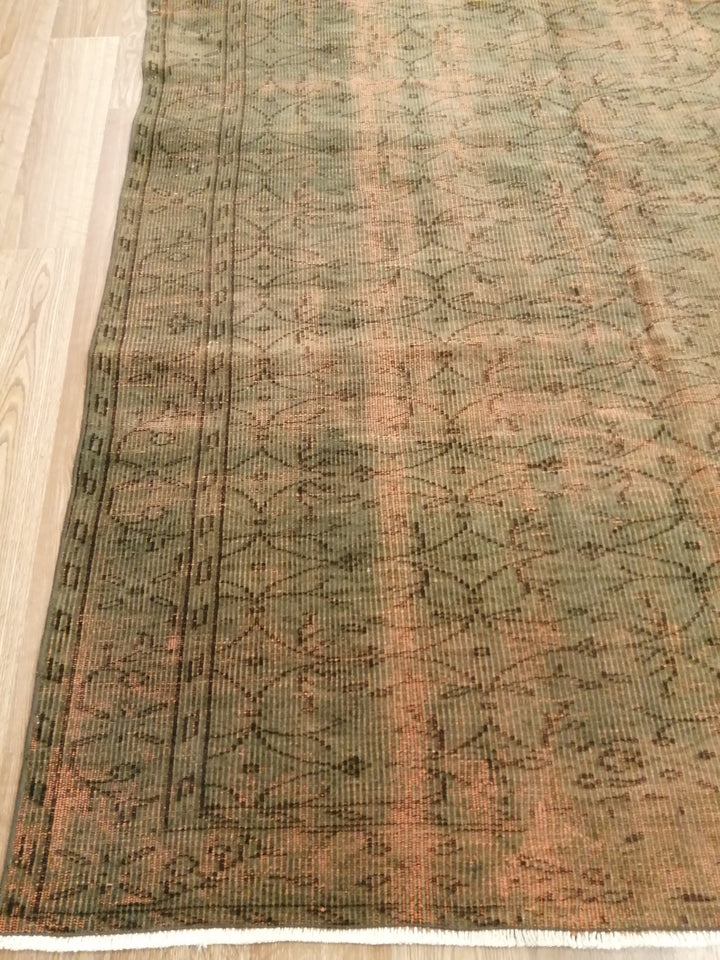 Rust Turkish Runner Rug 7' 11" x 8' 6" Hand-Knotted field