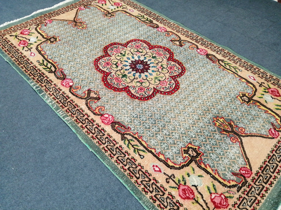 Turkish Oushak Rug 2'7" x 9'10" Hand-Knotted field