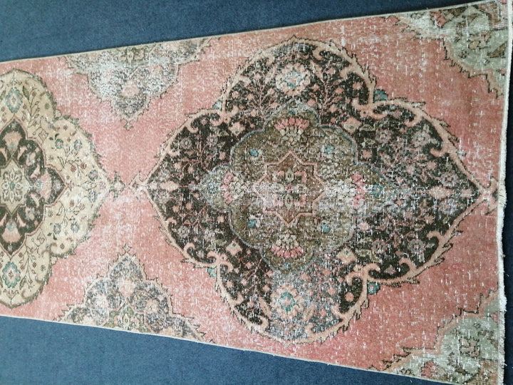 Beige Turkish Runner Rug 3' 5" x 11' Hand-Knotted border