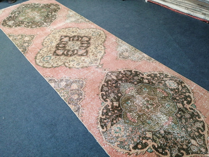 Beige Turkish Runner Rug 3' 5" x 11' Hand-Knotted