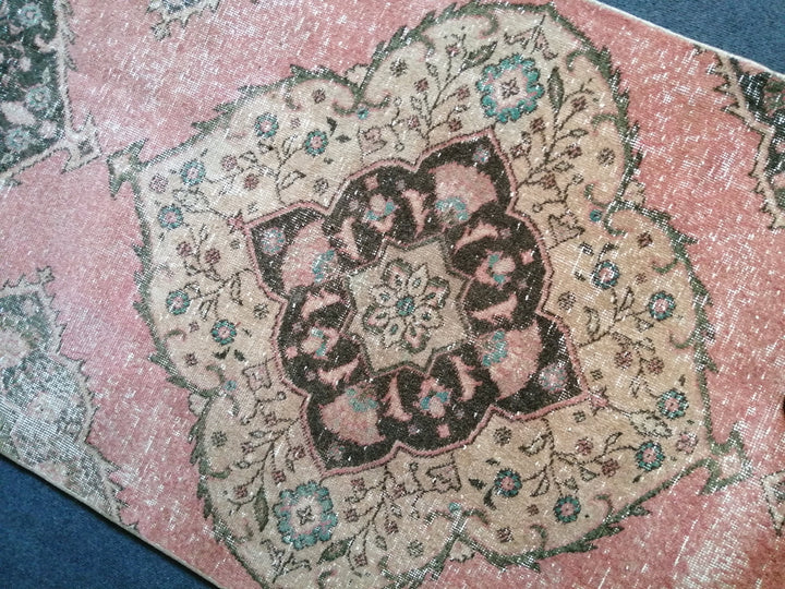 Beige Turkish Runner Rug 3' 5" x 11' Hand-Knotted texture