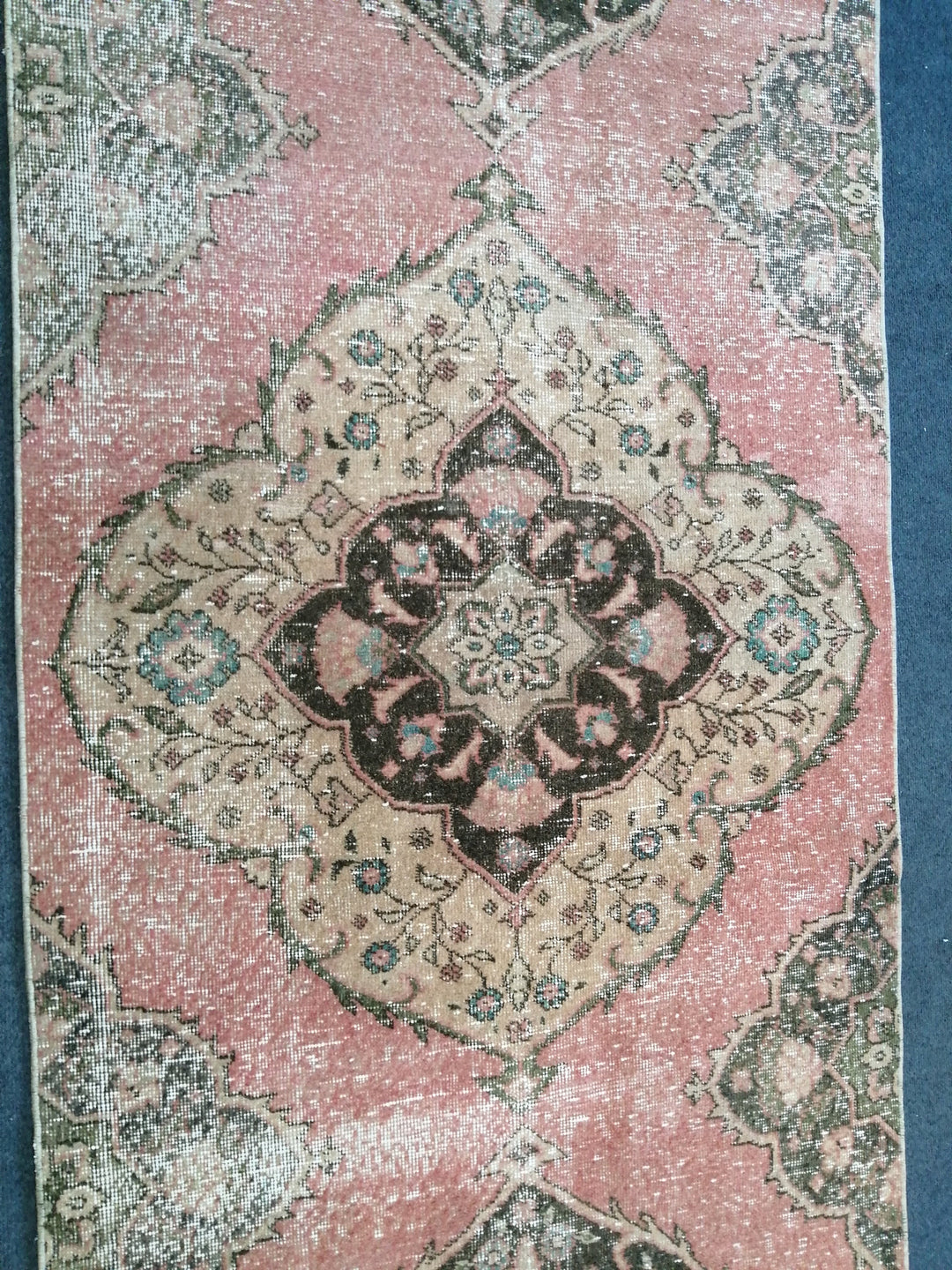 Beige Turkish Runner Rug 3' 5" x 11' Hand-Knotted close-up