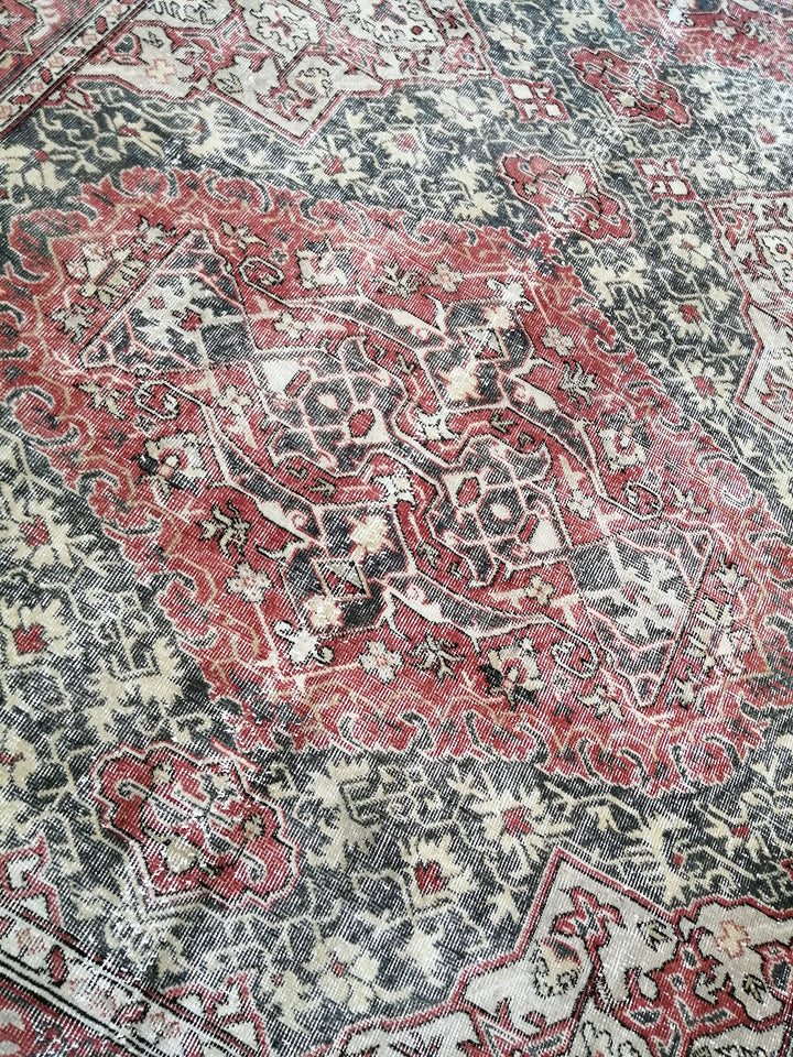 Beige Turkish Runner Rug 6' 2" x 11' Hand-Knotted close-up