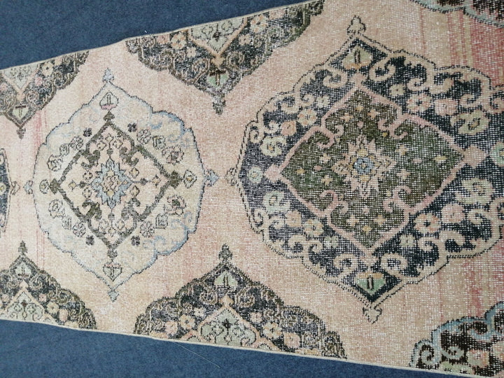 Beige Turkish Runner Rug 2' 7" x 13' Hand-Knotted field