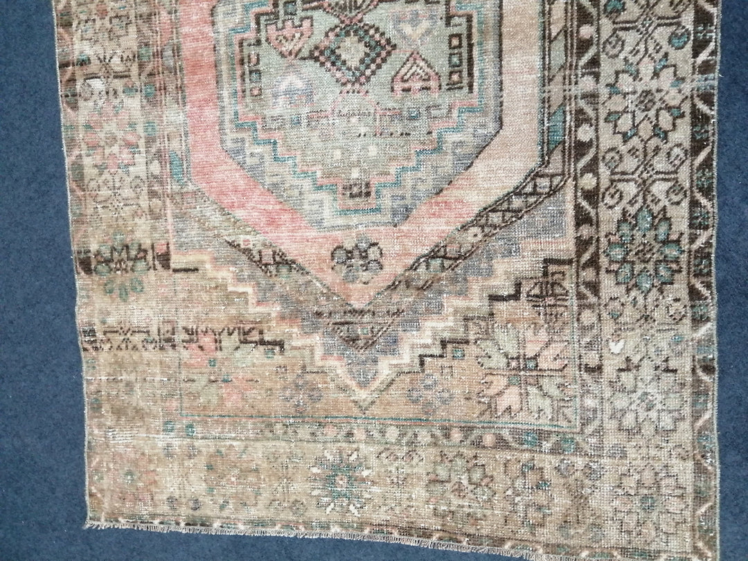 Turkish Oushak Rug Muted Runner Rug Hand-Knotted pattern