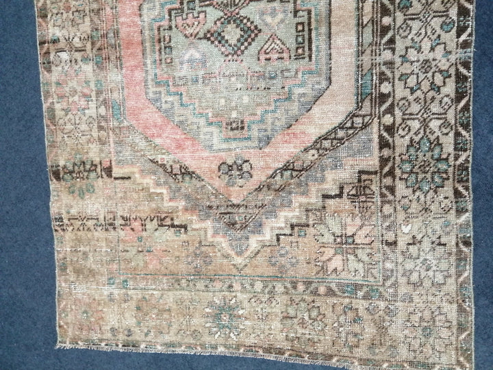 Turkish Oushak Rug Muted Runner Rug Hand-Knotted pattern