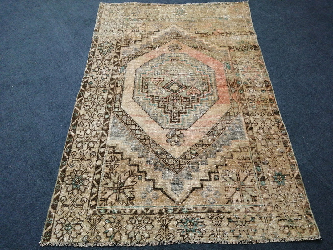 Turkish Oushak Rug Muted Runner Rug Hand-Knotted field
