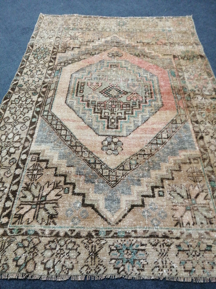 Turkish Oushak Rug Muted Runner Rug Hand-Knotted texture