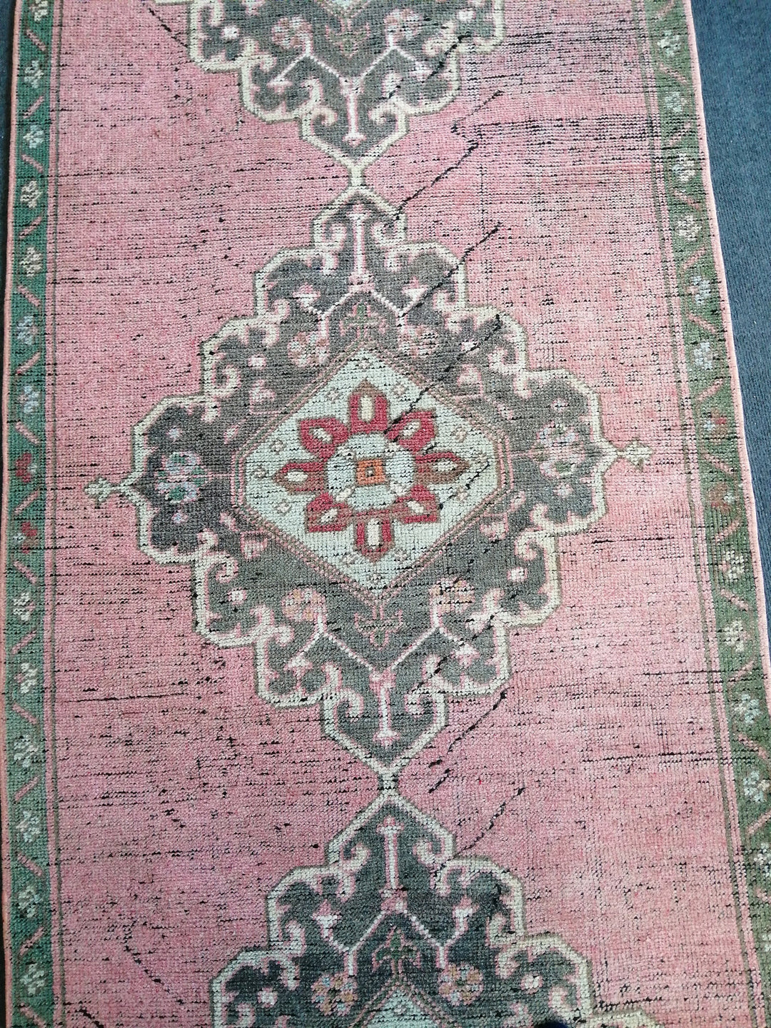 Beige Turkish Runner Rug 3' x 9' 5" Hand-Knotted pattern