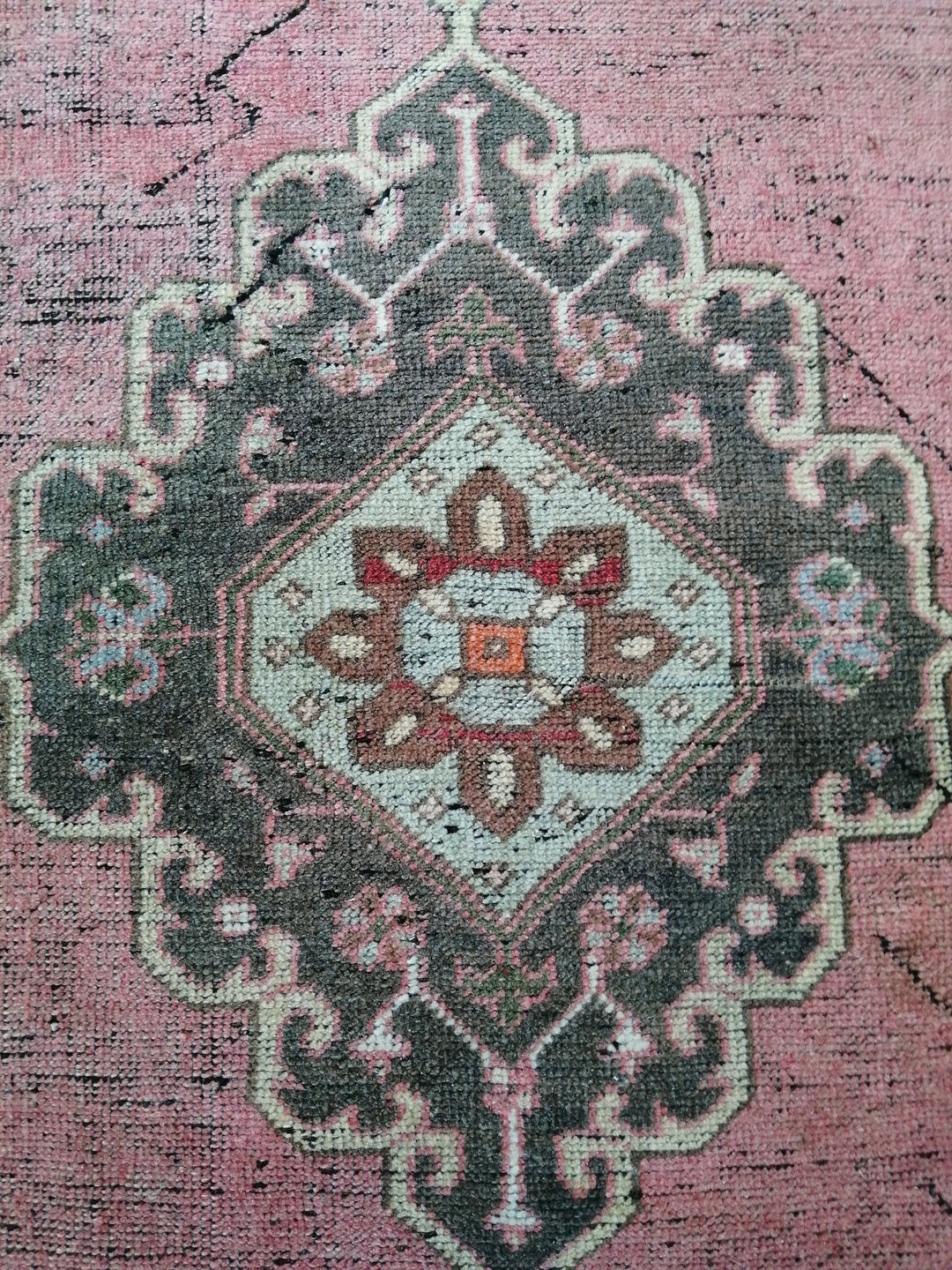 Beige Turkish Runner Rug 3' x 9' 5" Hand-Knotted reverse