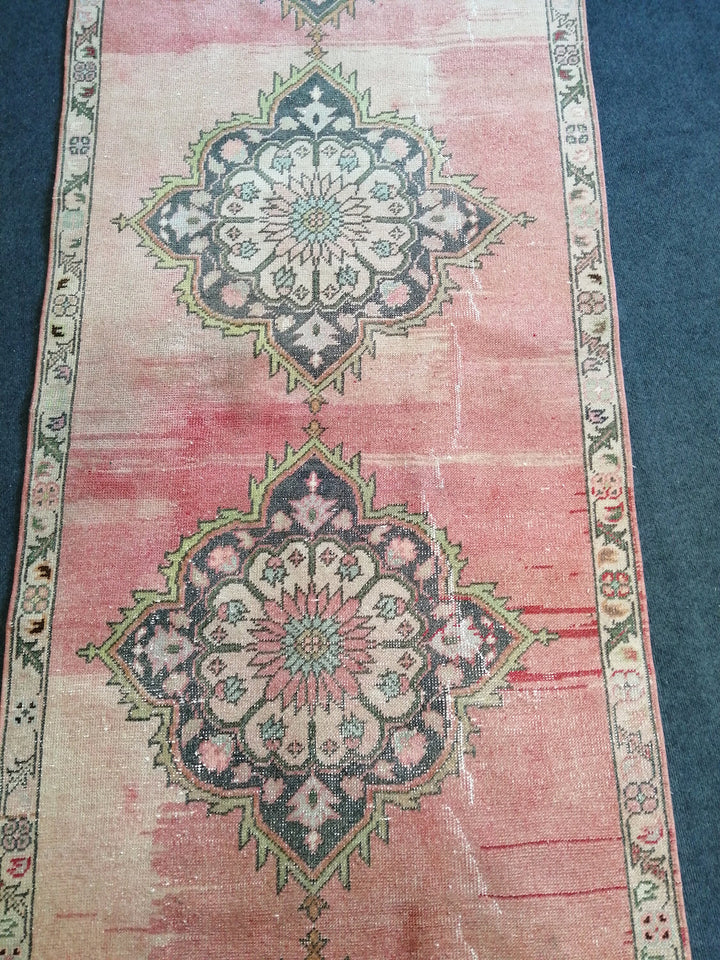Beige Turkish Runner Rug 3' 5" x 12' Hand-Knotted pattern