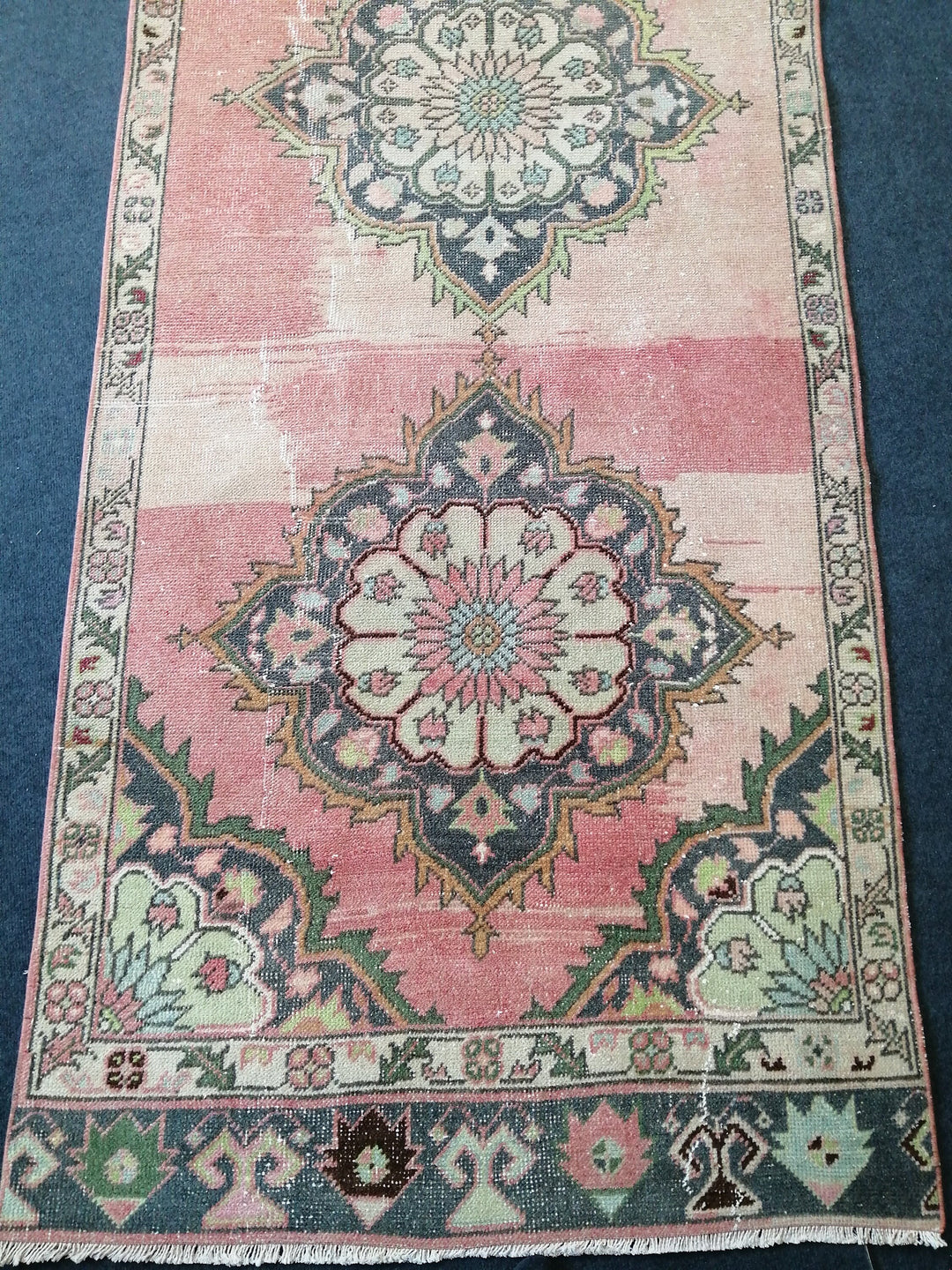 Beige Turkish Runner Rug 3' 5" x 12' Hand-Knotted border
