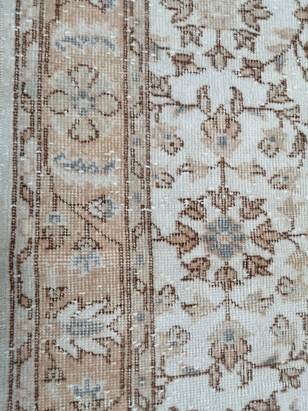 Beige Turkish Runner Rug 3' 1" x 6' 4" Hand-Knotted reverse